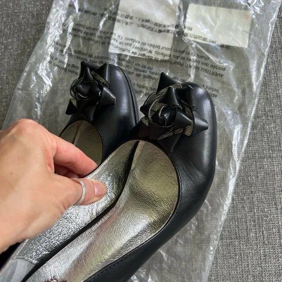 Anthropologie Miss Albright Black Leather Bow Heels - Picture 3 of 5